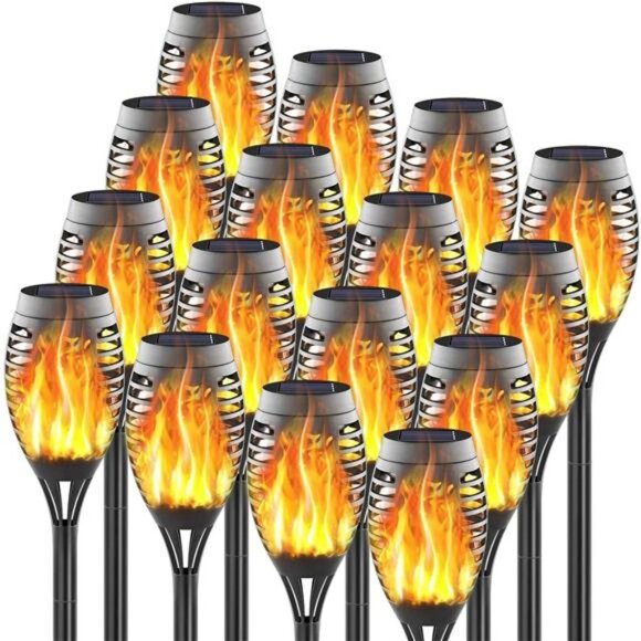 16Pack Mini Solar Torch Lights, 12 LED Solar Lights Outdoor Torches Flickering F - Picture 1 of 6
